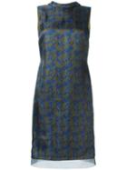 Maison Margiela Organza Layered Leaf Print Dress, Women's, Size: 44, Blue, Silk/polyamide/polyester/viscose