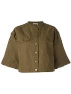 Ulla Johnson Balloon Sleeved Button Up Jacket, Women's, Size: 2, Green, Cotton/linen/flax
