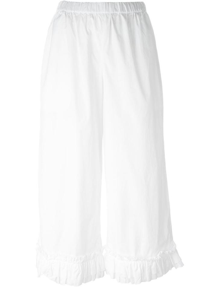 Comme Des Garçons Comme Des Garçons Frill Hem Trousers, Women's, Size: Large, White, Cotton