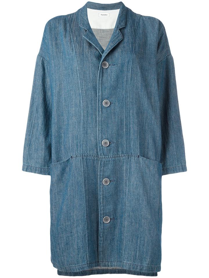 Plantation - Oversized Pockets Denim Coat - Women - Cotton - M, Blue, Cotton