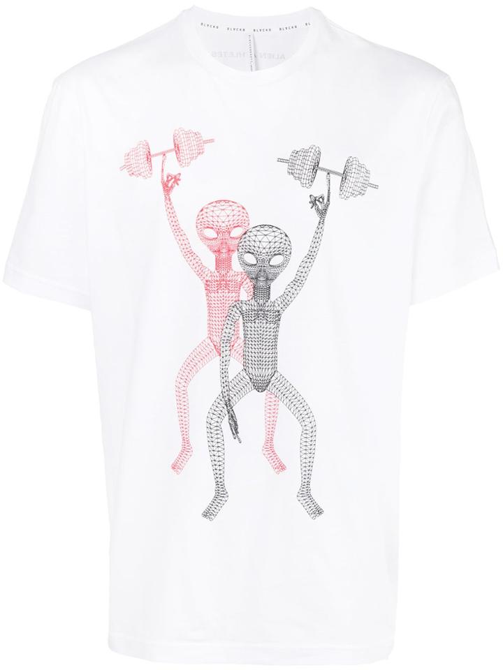 Blackbarrett Weight Lifting Aliens T-shirt - White