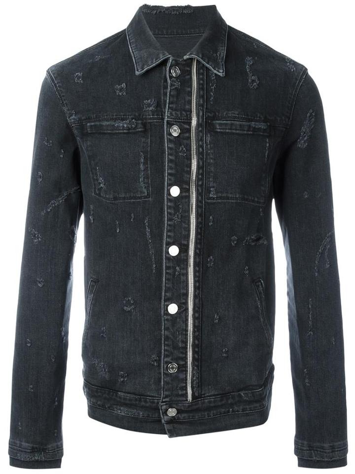 Rta Distressed Denim Jacket, Men's, Size: Large, Black, Cotton/polyurethane