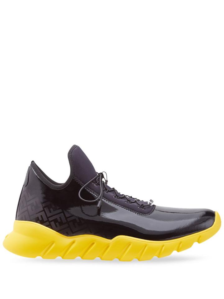 Fendi Ff Pattern Low-top Sneakers - Black