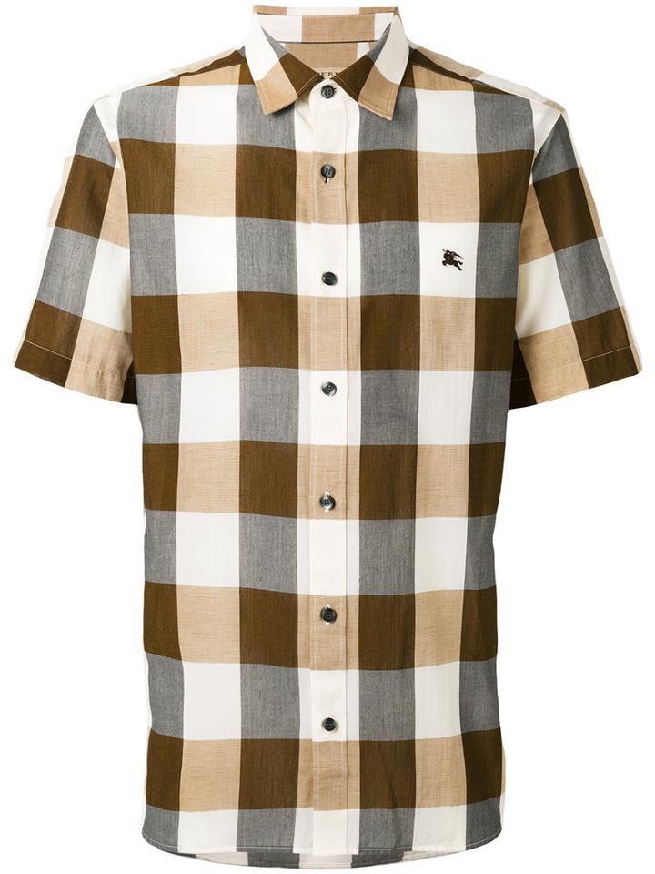 Burberry - Short Sleeve Check Shirt - Men - Cotton/linen/flax - Xl, Nude/neutrals, Cotton/linen/flax