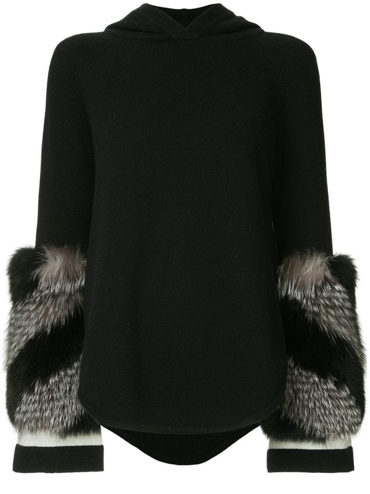 Izaak Azanei Fur Cuff Hoodie - Black