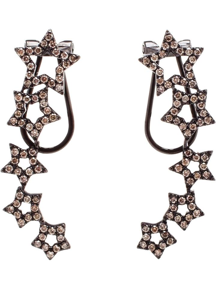Rosa De La Cruz Diamond Star Earrings - Black