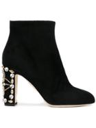 Dolce & Gabbana Crystal Embellished Ankle Boots - Black