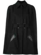 Mugler Cape Sleeves Coat, Women's, Size: 36, Black, Zamac/lamb Skin/virgin Wool/cupro