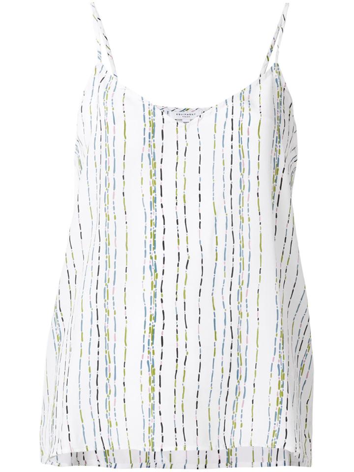 Equipment Print Fitted Tank Top - White