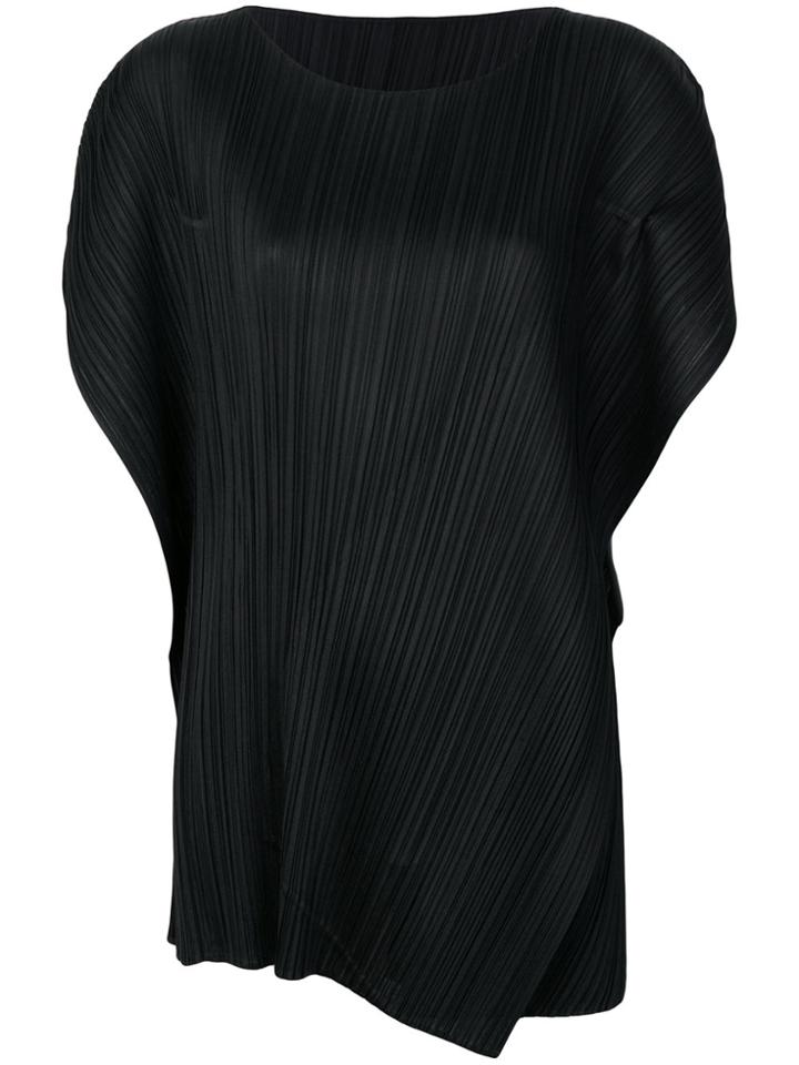 Pleats Please By Issey Miyake Asymmetric Pleated Blouse - Black