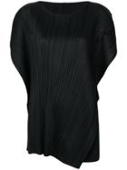 Pleats Please By Issey Miyake Asymmetric Pleated Blouse - Black
