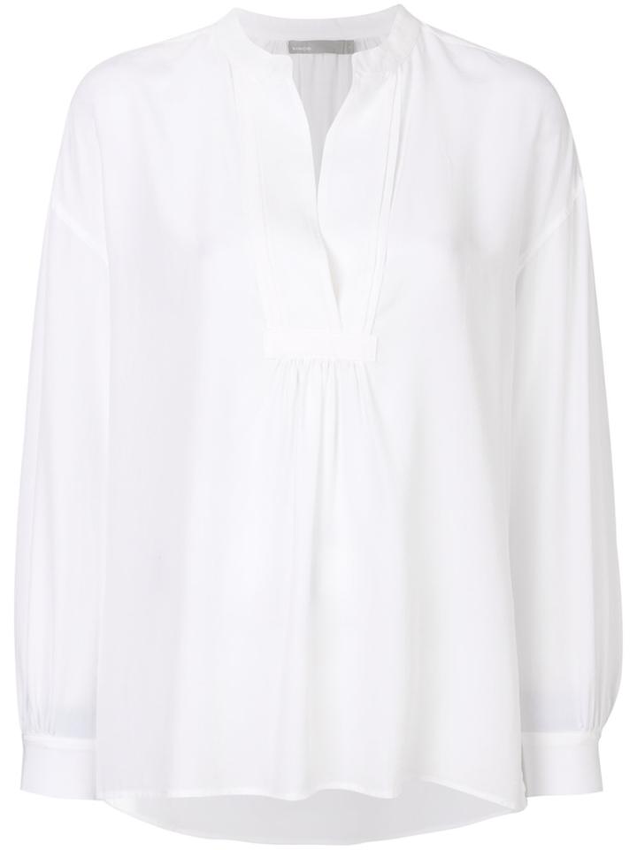 Vince Pleated Bib Blouse - White