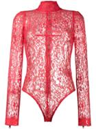 Givenchy Fitted Lace Bodysuit - Red
