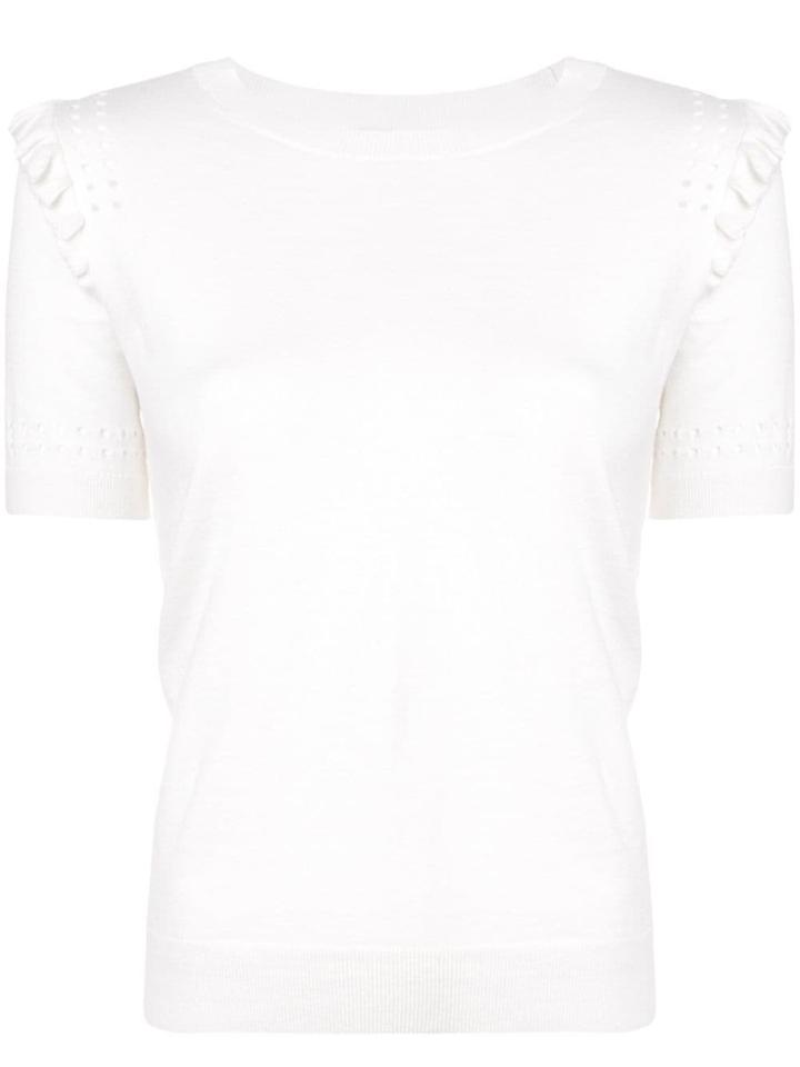 Kate Spade Ruffle-trim Knitted Top - White