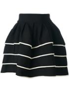 Fausto Puglisi Striped Short Full Skirt, Women's, Size: 40, Black, Viscose/polyamide/spandex/elastane