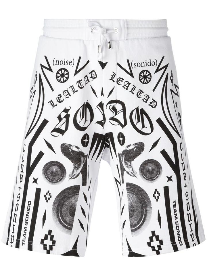 Marcelo Burlon County Of Milan Multiple Prints Sweat Shorts, Men's, Size: Large, White, Cotton