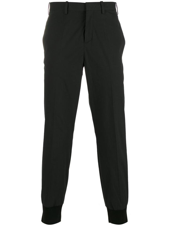 Neil Barrett Cuffed Trousers, Men's, Size: 48, Black, Cotton/polyamide/spandex/elastane
