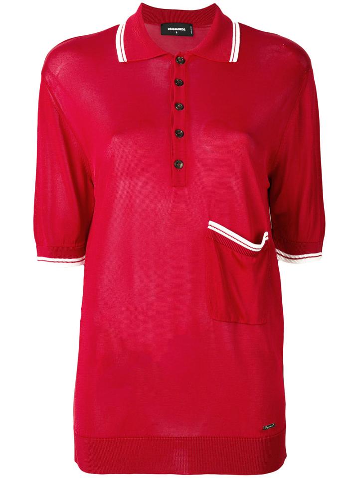 Dsquared2 - Relaxed Polo Knit - Women - Viscose - Xs, Red, Viscose