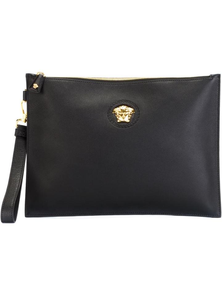 Versace Medusa Clutch, Men's, Black, Leather