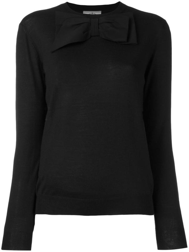Prada Front Bow Jumper, Women's, Size: 42, Black, Silk/wool