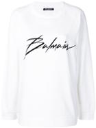 Balmain Crew Neck Signature Sweatshirt - White