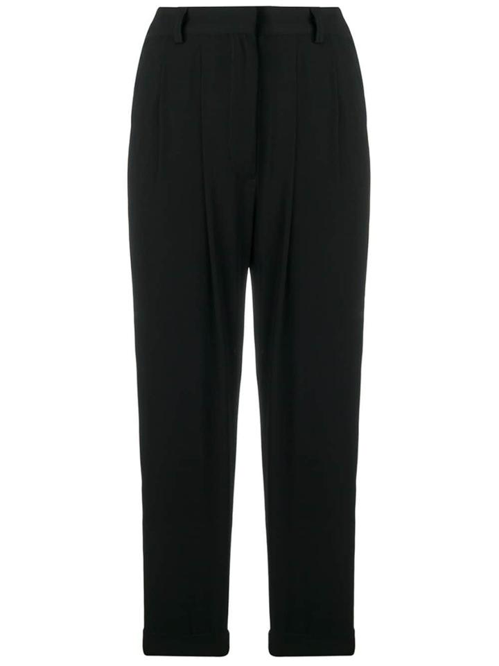 Mm6 Maison Margiela Cropped High Waisted Trousers - Black