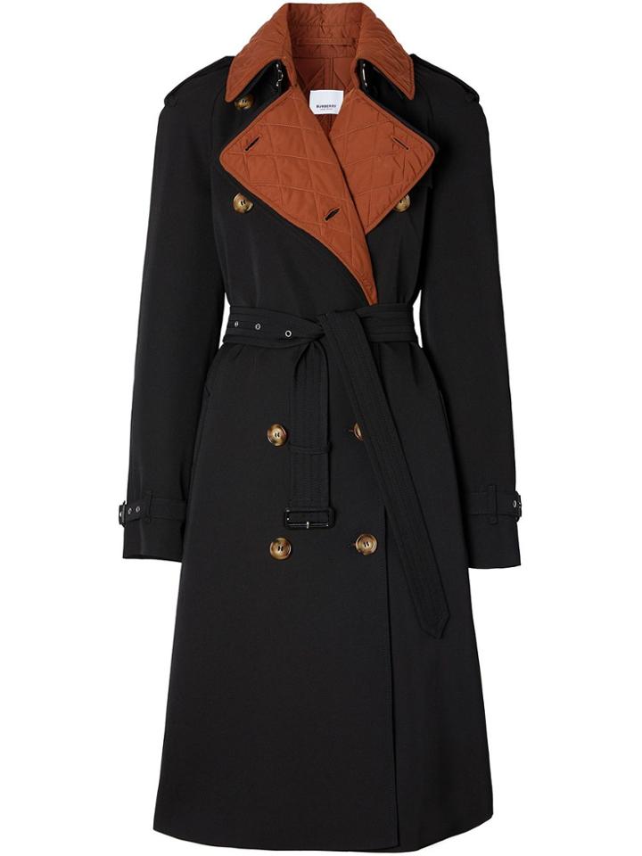 Burberry Wool Gabardine Trench Coat With Detachable Warmer - Black