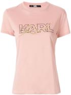 Karl Lagerfeld Embroidered Logo T-shirt - Pink