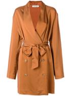 Attico Tie Waist Robe Jacket - Brown