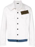 Fendi Ff Contrast Hem Denim Jacket - White