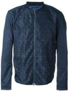 Armani Collezioni Tonal Print Lightweight Jacket, Men's, Size: 54, Blue, Polyamide/acetate/viscose