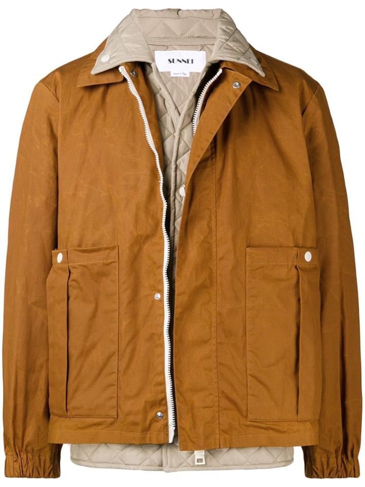 Sunnei Layered Two-piece Gilet And Jacket - Brown