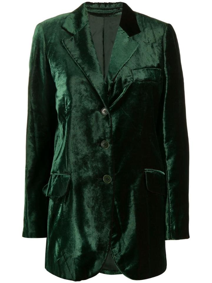 Moschino Pre-owned 1990's Velvet Effect Slim Jacket - Green