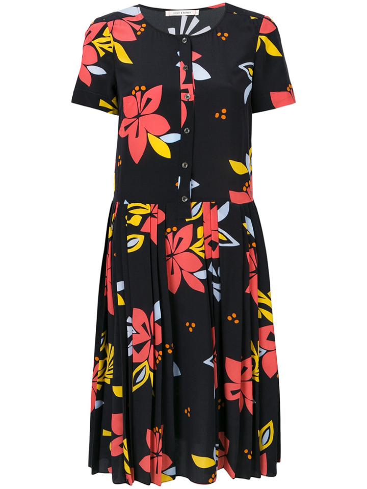 Chinti & Parker Hibiscus Print Dress - Blue