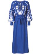 Wandering Mirrors Embroidered Maxi Dress - Blue