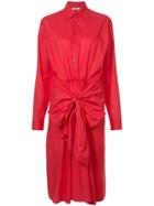 Tome Wrap Front Shirt Dress - Red