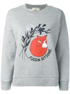 Maison Kitsuné Logo Fox Print Sweatshirt, Women's, Size: Small, Grey, Cotton