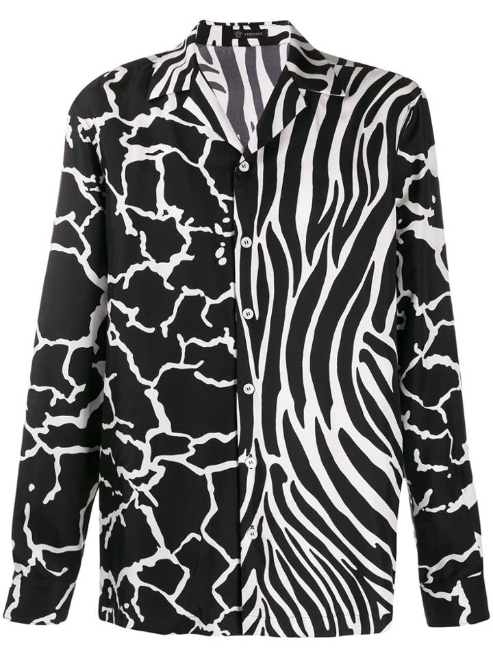 Versace Contrast Pattern Shirt - Black