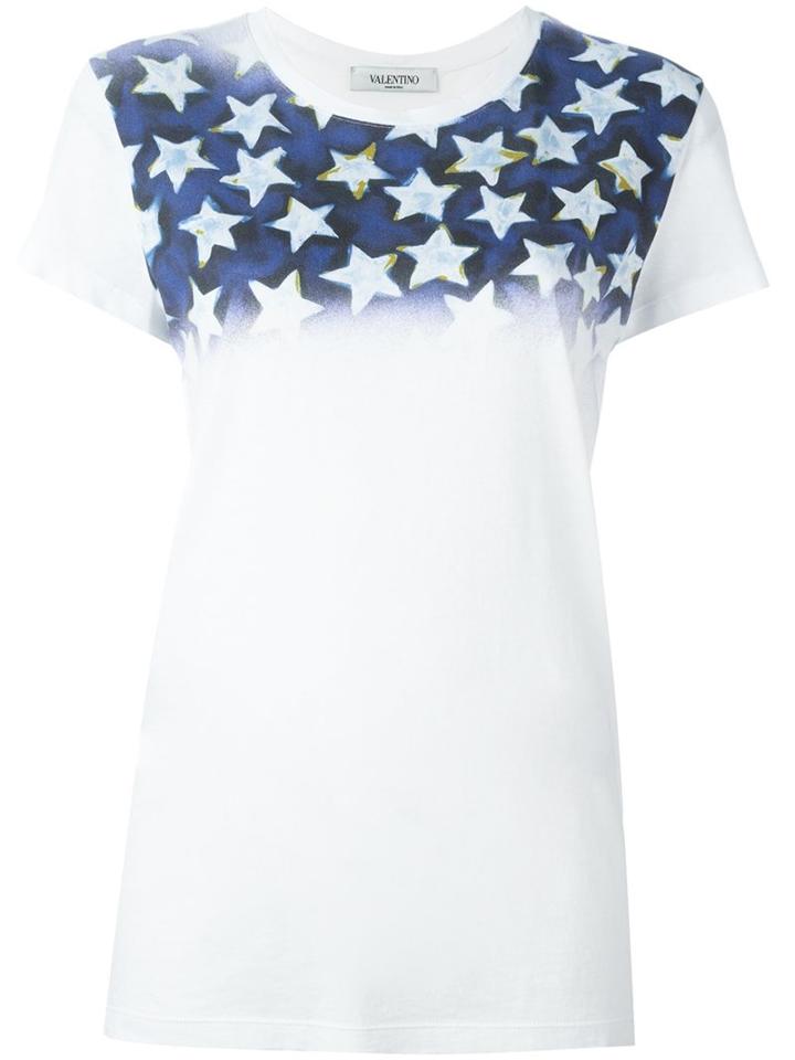 Valentino 'star Studded' T-shirt, Women's, Size: Small, White, Cotton