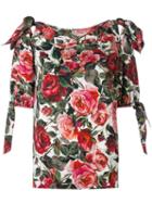 Dolce & Gabbana - Rose Print Blouse - Women - Silk/spandex/elastane - 36, Red, Silk/spandex/elastane