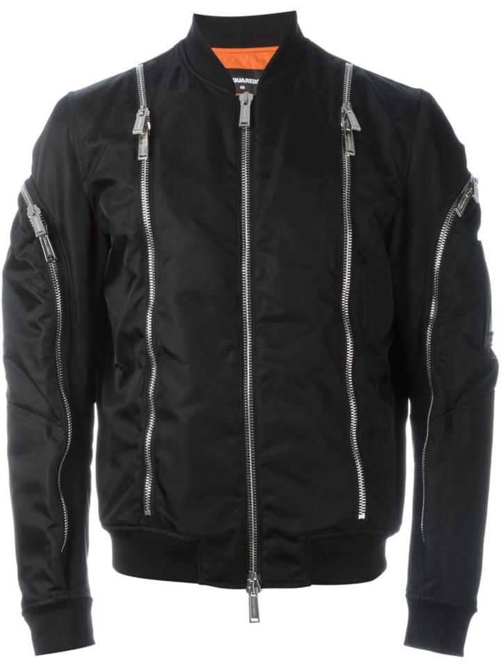 Dsquared2 Zip Trim Bomber Jacket, Men's, Size: 48, Black, Polyamide/polyurethane/polyester/spandex/elastane
