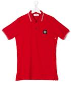Stone Island Junior Logo Patch Polo Shirt - Red