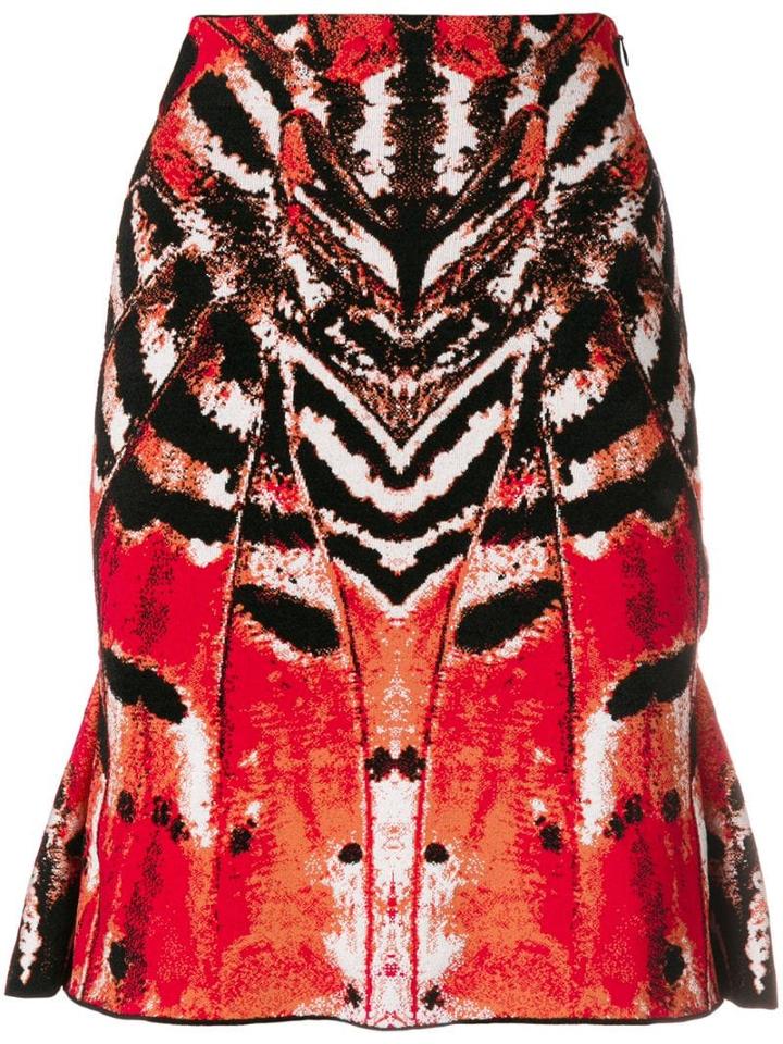 Alexander Mcqueen Printed Straight Skirt - Red