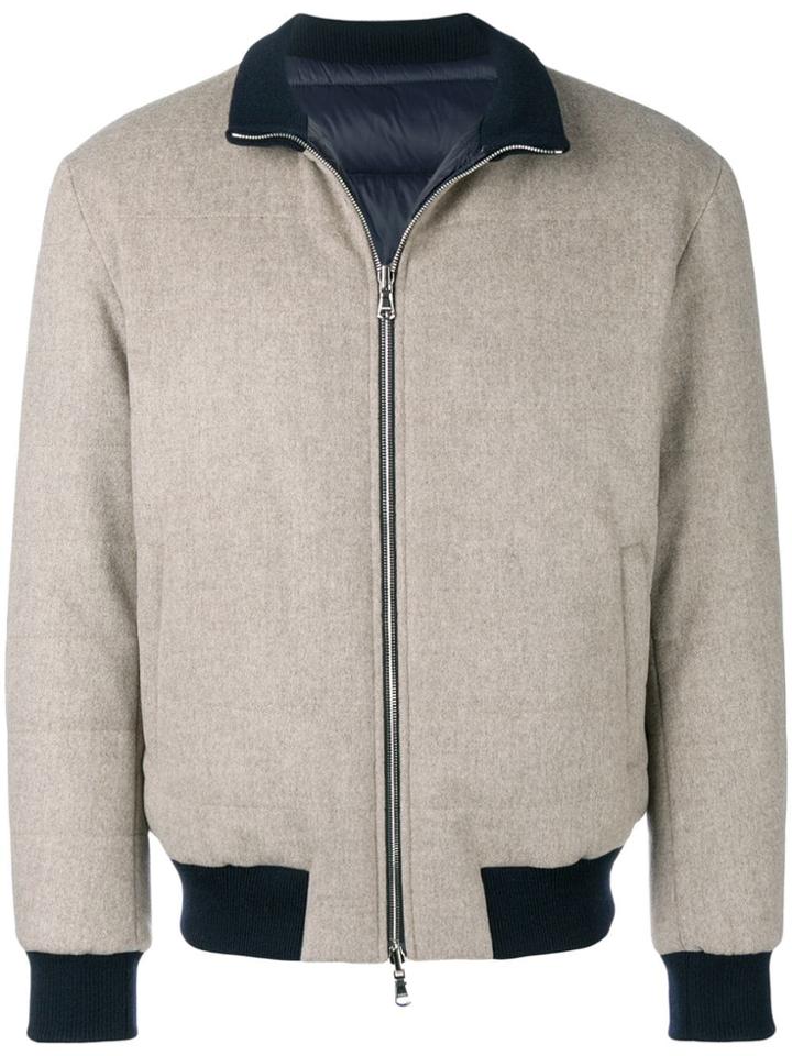 Barba Zipped Up Bomber Jacket - Nude & Neutrals