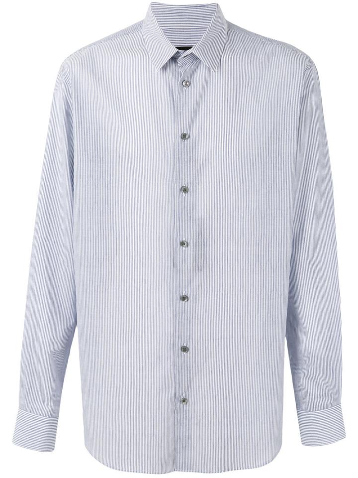Giorgio Armani Fine Stripe Shirt, Men's, Size: 42, Blue, Cotton