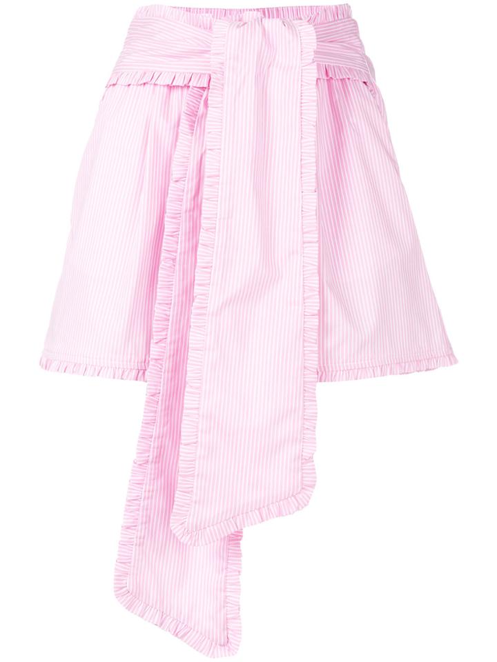 Msgm Striped Belted Shorts - Pink & Purple
