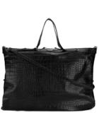 Saint Laurent Crocodile Embossed Oversized Tote - Black