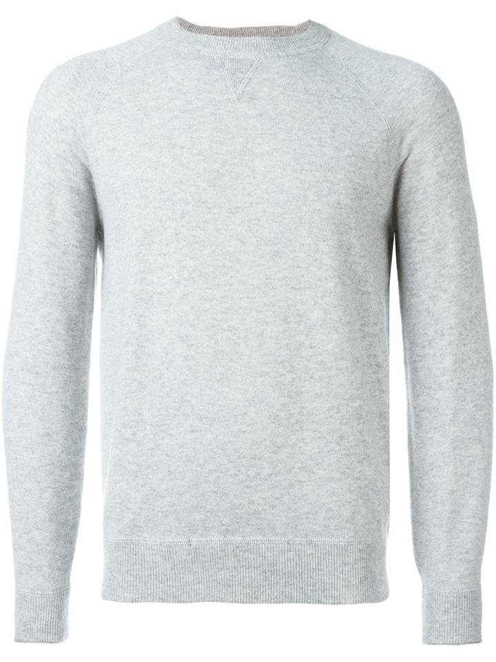 Brunello Cucinelli Crew Neck Jumper, Men's, Size: 50, Grey, Silk/cashmere/virgin Wool