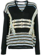 Carven Embroidered Long-sleeve Sweater - Black