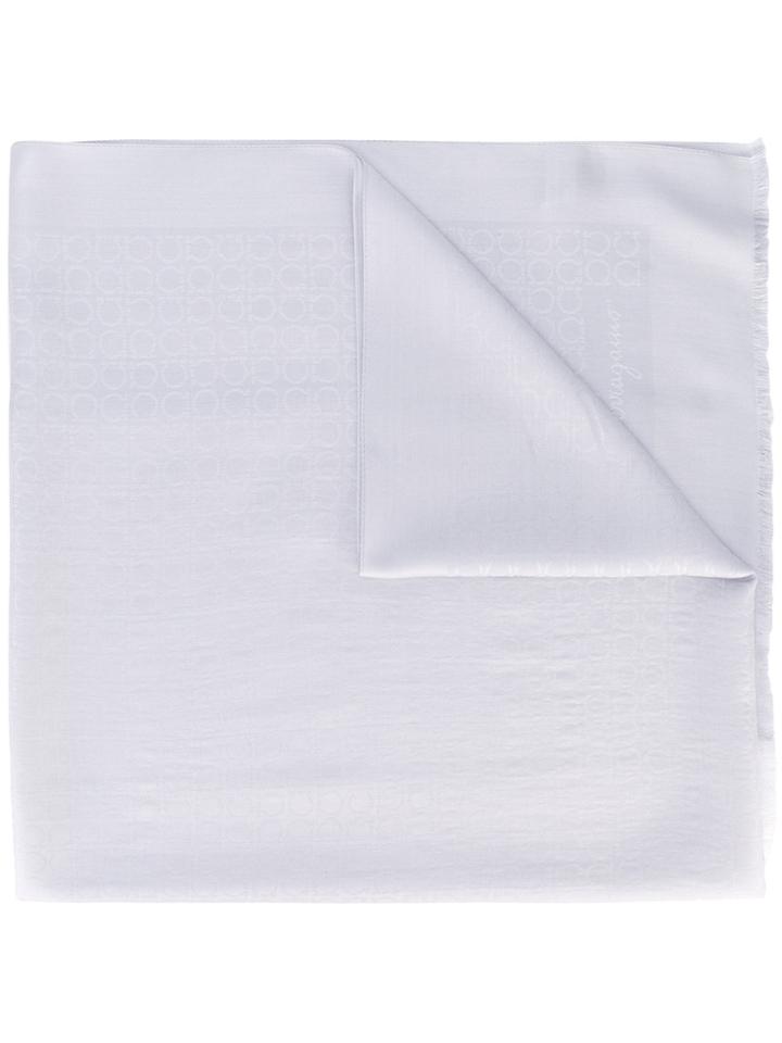 Salvatore Ferragamo Logo Printed Scarf - Grey